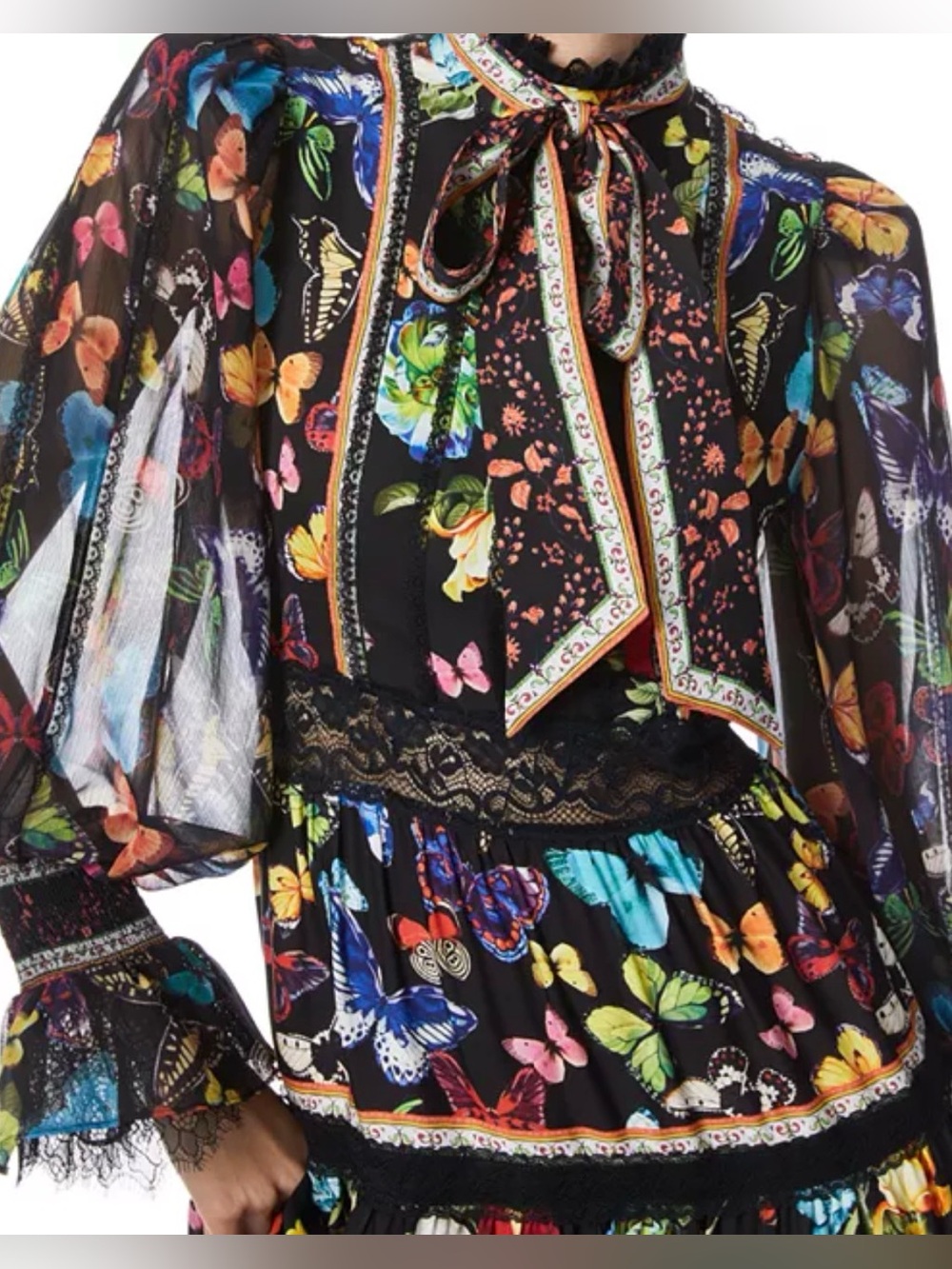 Alice + Olivia Camreigh Printed Blouson Sleeve Maxi Dress. Size 8 - Picture 17 of 17
